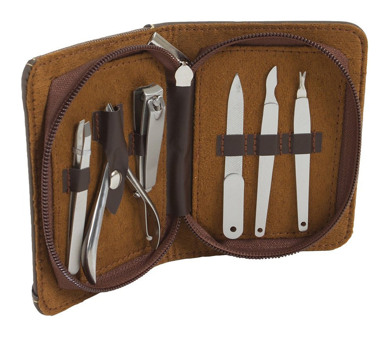 Evriholder Dapper Man, Six Piece Grooming Kit with Leather Carrying Case, Manicure and Pedicure Tool Set Hand Grooming Kit - BeesActive Australia