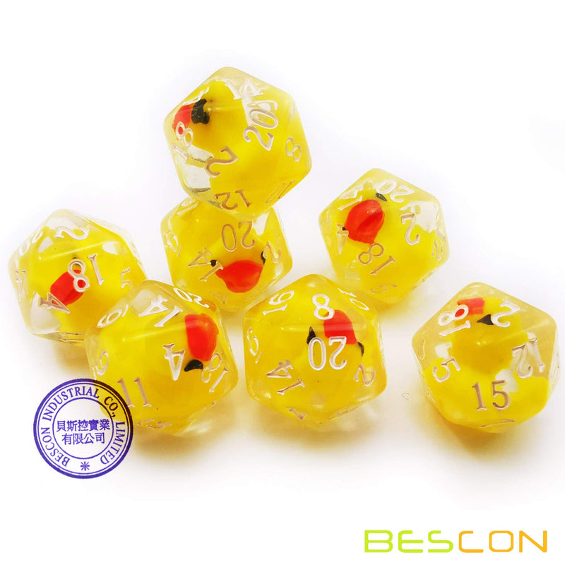 BESCON DICE Yellow Duck 20 Sides Dice Set of 5, Duck D20 5pcs Set 5pcs Duck D20 - BeesActive Australia