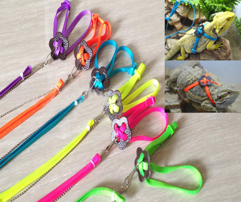 Lizard Leash Bearded Dragon Harness Adjustable Reptile Lizard Harness Leash Parrot Harness Turtle Lizard, Suitable for Gecko Hamster Kitten Small Animal Outdoor Walking Pink - BeesActive Australia