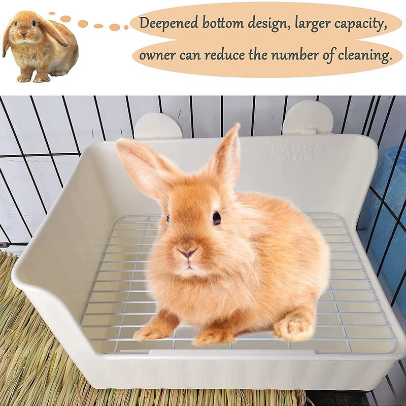 Tfwadmx Rabbit Litter Box Toilet Bunny Corner Litter Pan Pet Toilet Potty Trainer with Scoop Rabbit Chew Toys for Guinea Pigs Galesaur Chinchilla Ferret Small Animal White - BeesActive Australia