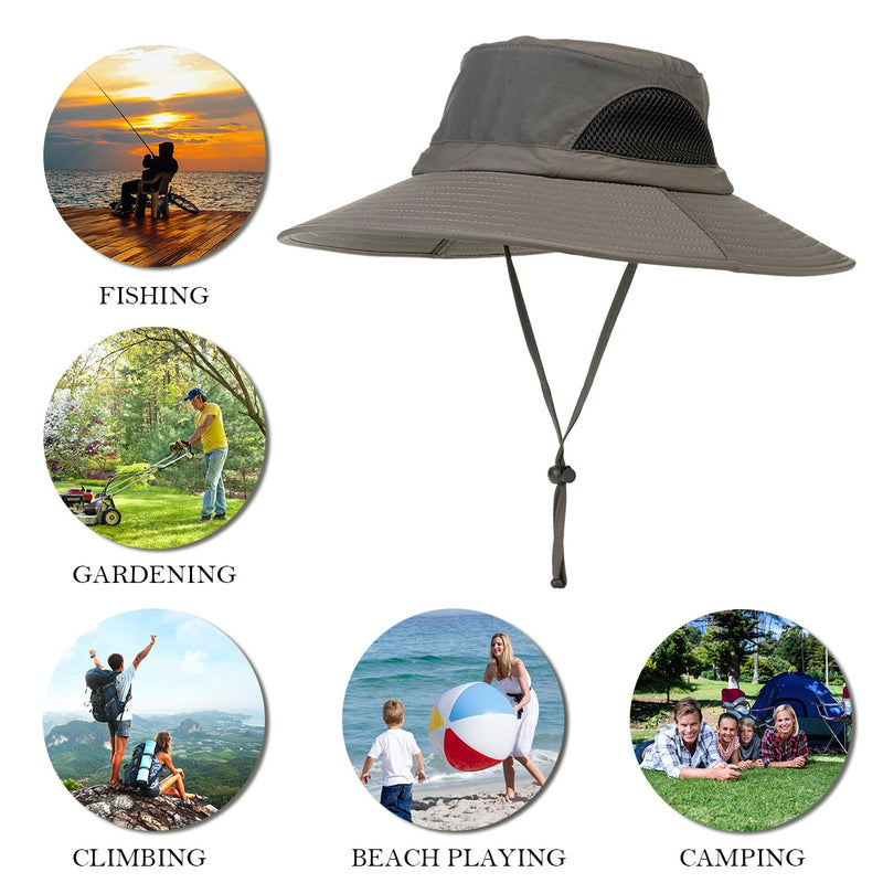 [AUSTRALIA] - YR.Lover.Outdoor Boonie Adult Hat - Sun Protection Wide Brim Cap Fishing Hunting Summer Bucket Hat Dark Gray 