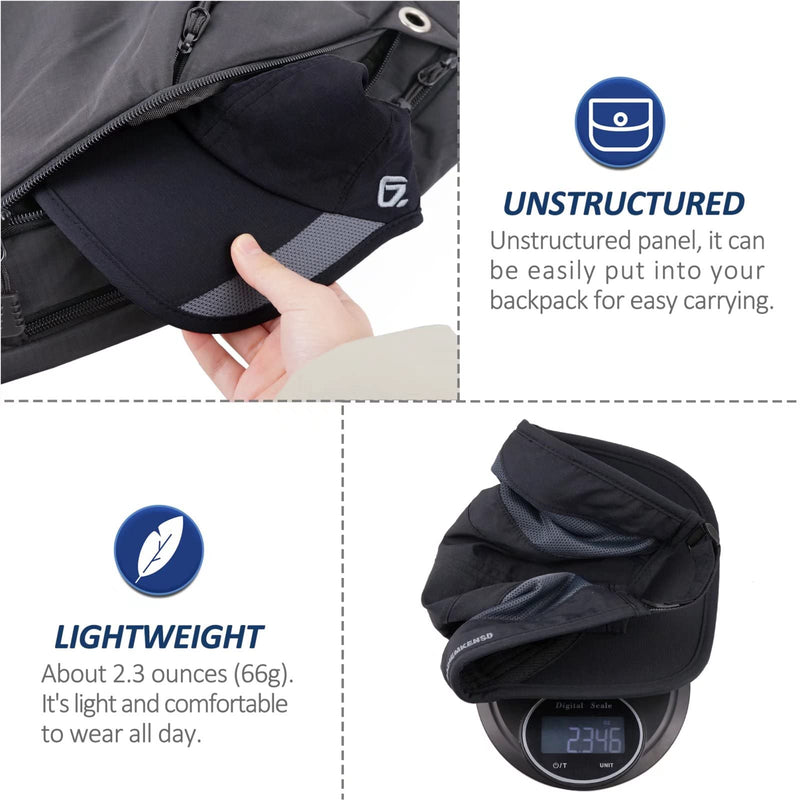 GADIEMKENSD Outdoor Running Hat Unstructured Sports Cap Quick Dry Mesh for Adults Black 7-7 1/2 - BeesActive Australia