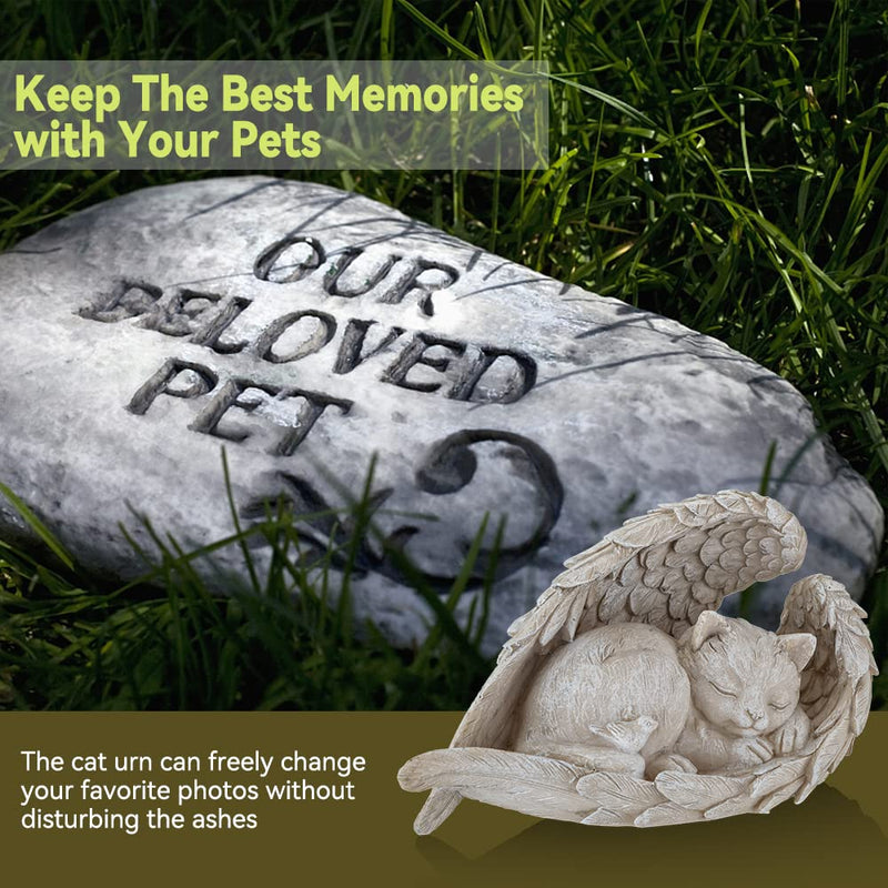 NEWDREAM:The Dog Angel Memorial Statue,Cat Angle Memorial Placed in Indoor Angel Decorations, Pet Tombstone Dogs Dog Figurines, Pet Grave Markers Dog Cat in Angel Wing Figurine lightGrey - BeesActive Australia