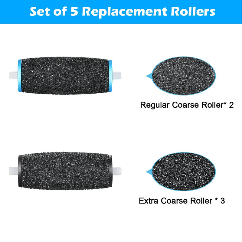 Jorest [5 Pcs] Replacement Rollers Refills Compatible with Scholl Velvet Smooth, 3 Types of Roughness, 4 Extra Coarse & 4 Regular & 2 Soft, for Electric Foot File, Pedicure Hard Skin Remover Black,blue - BeesActive Australia