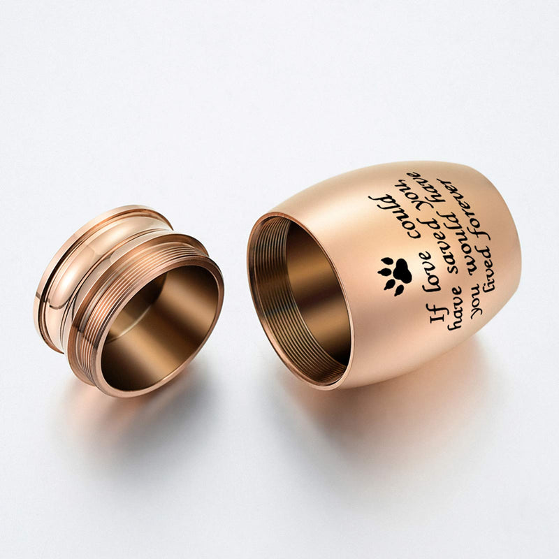 Dletay Small Urn for Pet Ashes 1.57 inch Mini Pet Urn Stainless Steel Ashes Keepsake Urns for Dogs Cats-If Love Could Have Saved You, You Would Have Lived Forever Rose Gold - BeesActive Australia