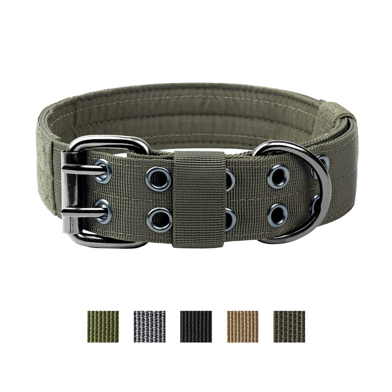 OneTigris Military Adjustable Dog Collar with Metal D Ring & Buckle 2 Sizes Large Green - BeesActive Australia