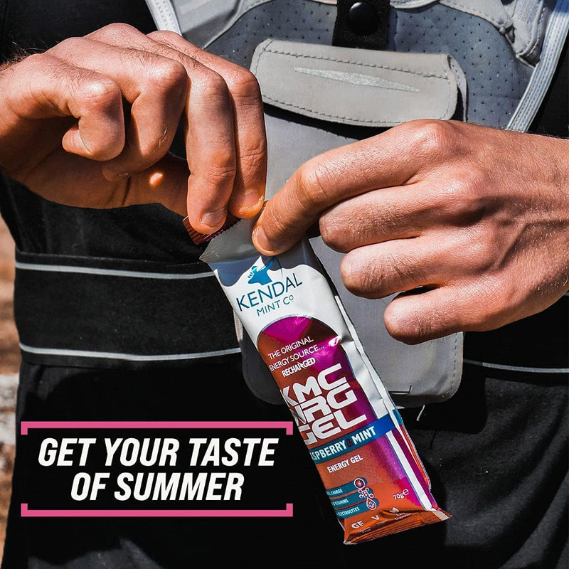 KMC NRG GEL: Refreshing Raspberry Mint Energy Gel | 27g Dual Carb | +Electrolytes | +B Vitamins | Informed Sport | Vegan | Gluten Free (6x70g) 6x70g - BeesActive Australia