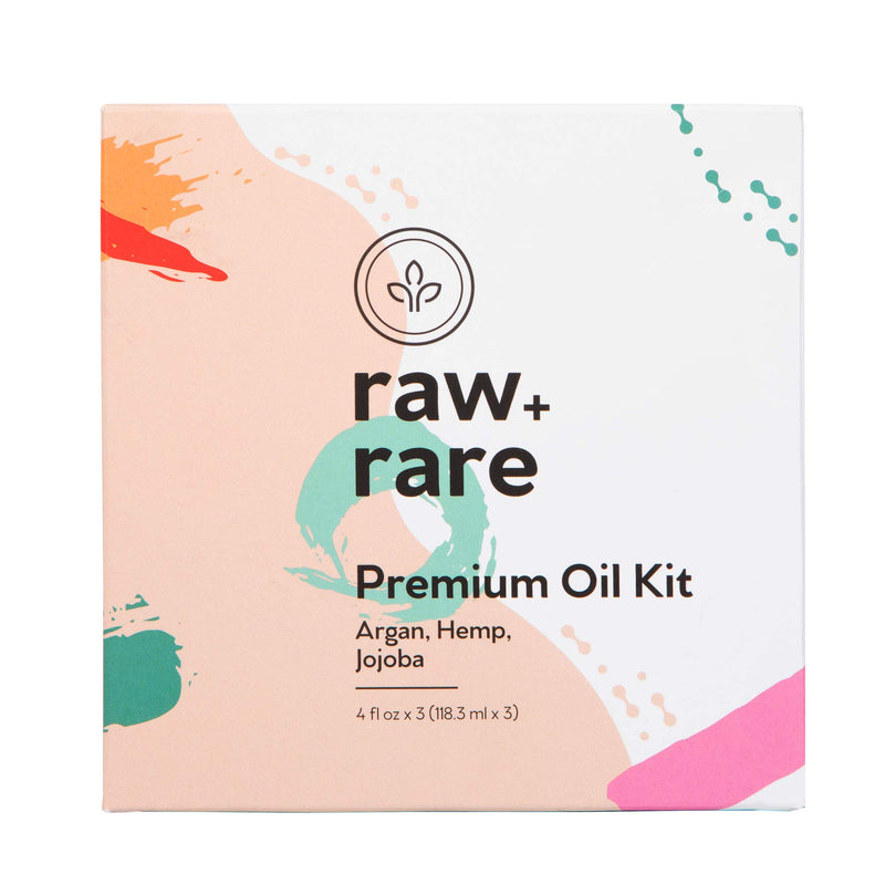 Premium Oil Kit Argan, Hemp Seed and Jojoba Oils Multi-Purpose for Hair, Skin and Massages 4 oz Each Bottle 100% Pure and Responsibly Sourced by Raw Plus Rare - BeesActive Australia