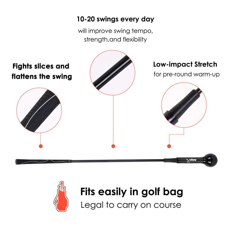 Greatlizard Golf Swing Trainer Training Aid Swing Trainer Golf Practice Warm-Up Stick for Strength Flexibility and Tempo Training Black 40 Inches - BeesActive Australia