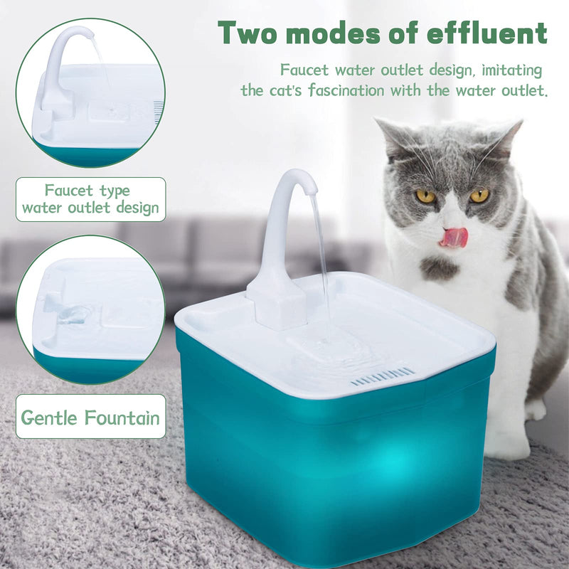 Cozyieland Automatic Cat Pet Water Fountain, Faucet spout, Translucent LED Light, 67oz, Ultra Quiet, AC Adapter (Green) Blue,green - BeesActive Australia