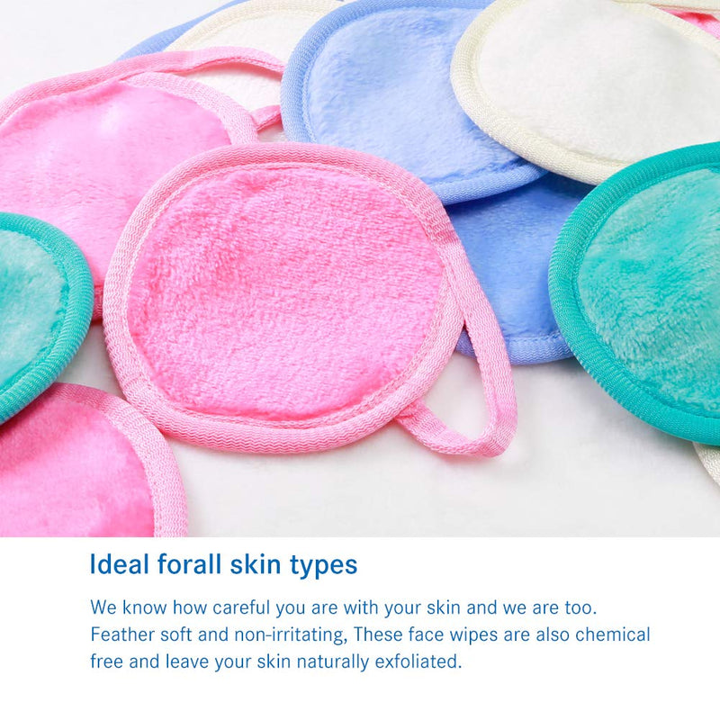 Nugilla Makeup Remover Pads,16 Pack 2 Layers 3.74 Inch Reusable Microfiber Cleansing Pad with Laundry Bag Suitable for All Skin Types,4 Color Facial Cleansing Pad Set. - BeesActive Australia