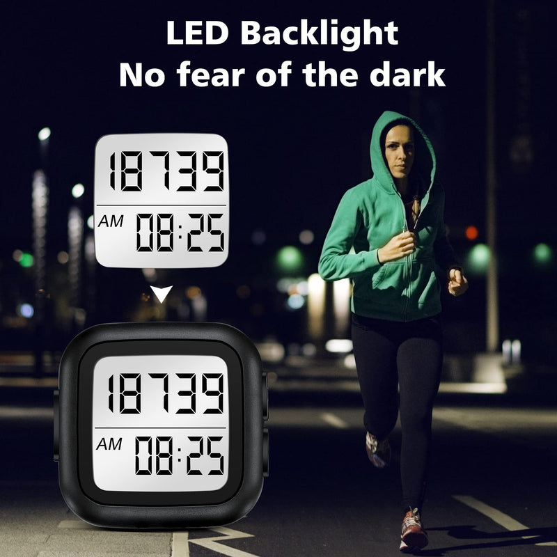 3D Pedometer for Walking with Clip, Simple Step Counter with Large Display, Track Steps, Activity Time and Back Light Accurate Step Counter for Walking for Men Women Seniors Kids 01-Black - BeesActive Australia