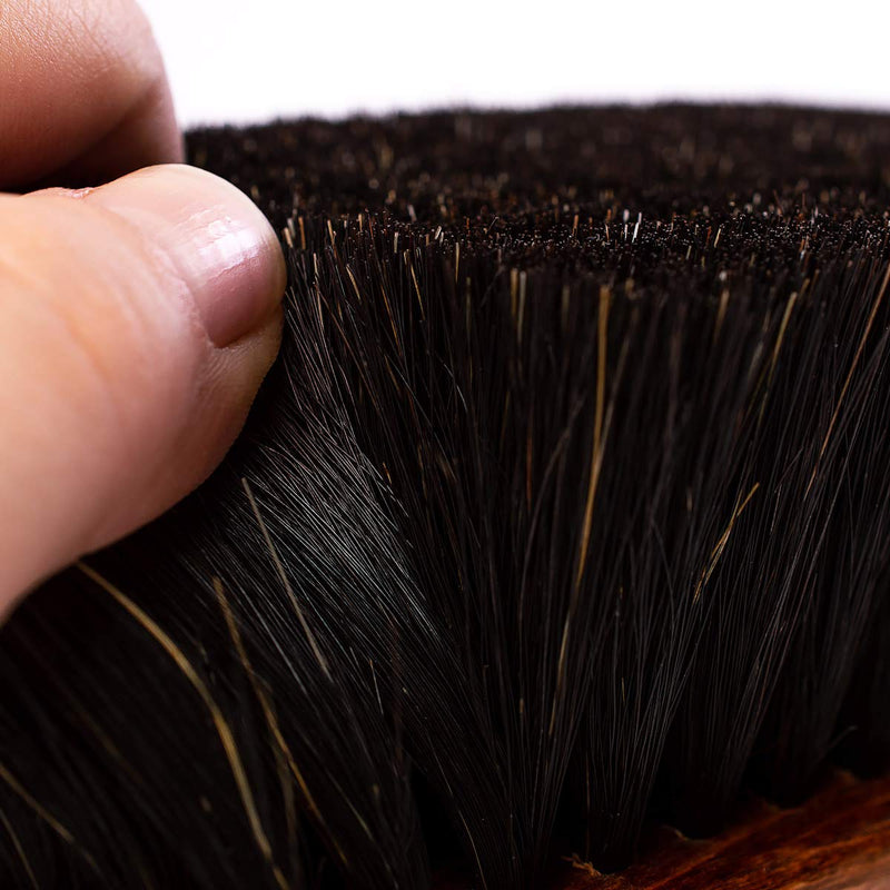 Valentino Garemi Shoe Brush | Luxury Shining Polishing & Buffing Brush - Large 8 Inch | Genuine Horse Hair | Made in Germany - Dark Hair Black Bristles - BeesActive Australia