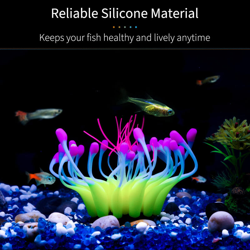 Uniclife Glowing Effect Silicone Artificial Gooseneck/Sunflower Coral Plant for Fish Tank, Aquarium Landscape Decoration, Fish Tank Decorations Yellow - BeesActive Australia