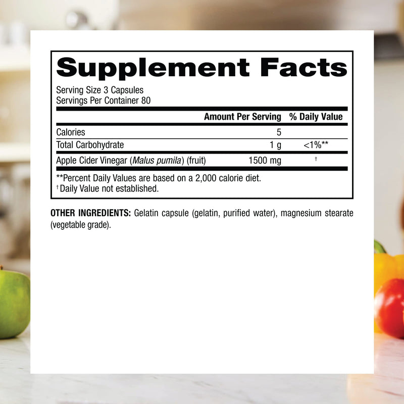 Webber Naturals Apple Cider Vinegar Pills, 1,500 mg per Serving, High Potency, 240 Capsules, Natural Digestion, Metabolism, Weight & Detox Support, Non-GMO, Gluten, Dairy & Sugar Free - BeesActive Australia