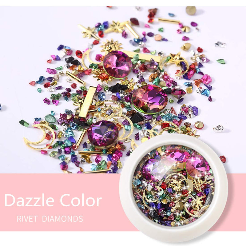 editTime 6 Wheels Mixed Sparkle Nail Art Rhinestones Diamonds Crystals Beads Artificial Pearls and Gold Silver Nail Studs Gems Metal Rivets Charms Hollow Moon Star Shaped (Micro mini stones kit) Micro mini stones kit - BeesActive Australia