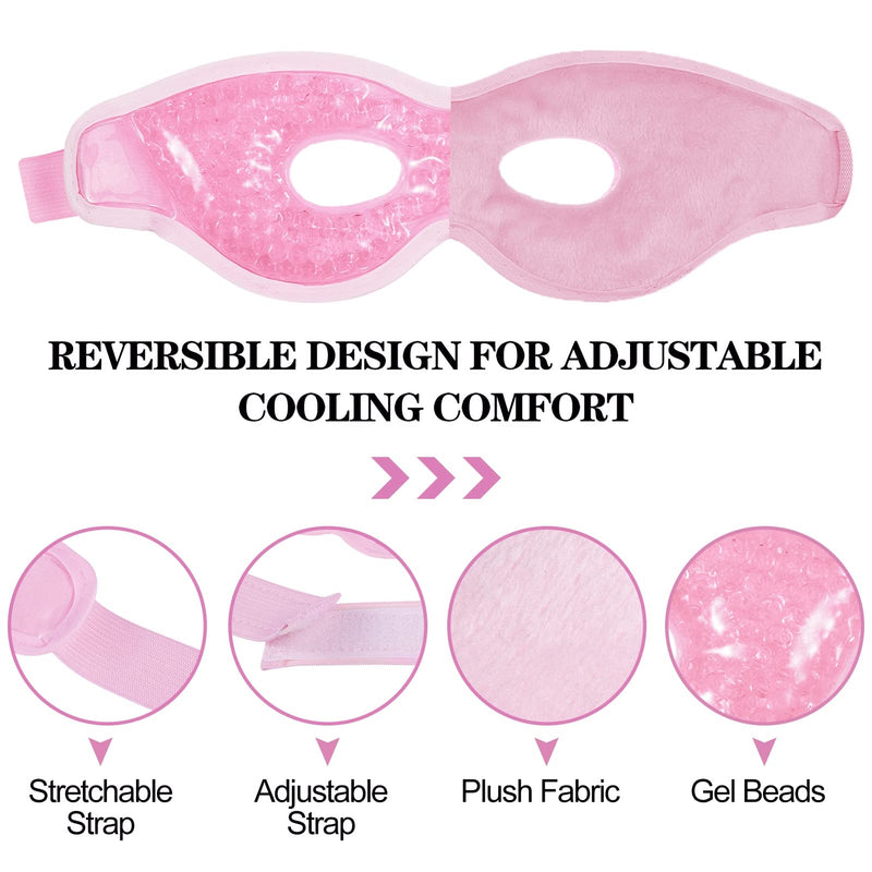 Heyu-Lotus 2 Pcs Cooling Eye Mask, Reusable Gel Eye Mask for Puffy Eyes Freezer Eye Mask Hot Cold Therapy Eye Mask for Swollen Eyes, Dark Circle, Swollen Eyes, Stress, Headache, Migraine(Blue&Pink) Blue&pink - BeesActive Australia