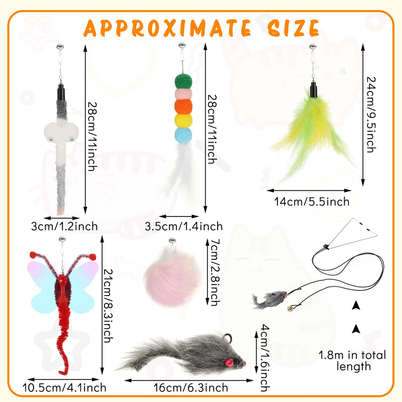 8 Pcs Doorway Cat Toys Indoor Feather Cat Toys Door Hanger Cat Toys Interactive Hanging Cat Toys Dragonfly Little Mouse Toys Retractable Cat Teaser Toys Kitten Toys for Play, 6 Styles Cute Style - BeesActive Australia