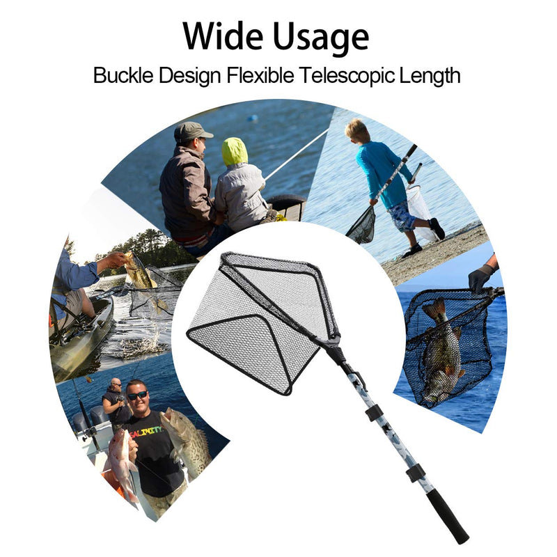 SAN LIKE Fishing Net Fish Landing Nets Collapsible Telescopic Sturdy Pole Handle for Saltwater Freshwater (41/43/76inches) 43inch-Gray - BeesActive Australia