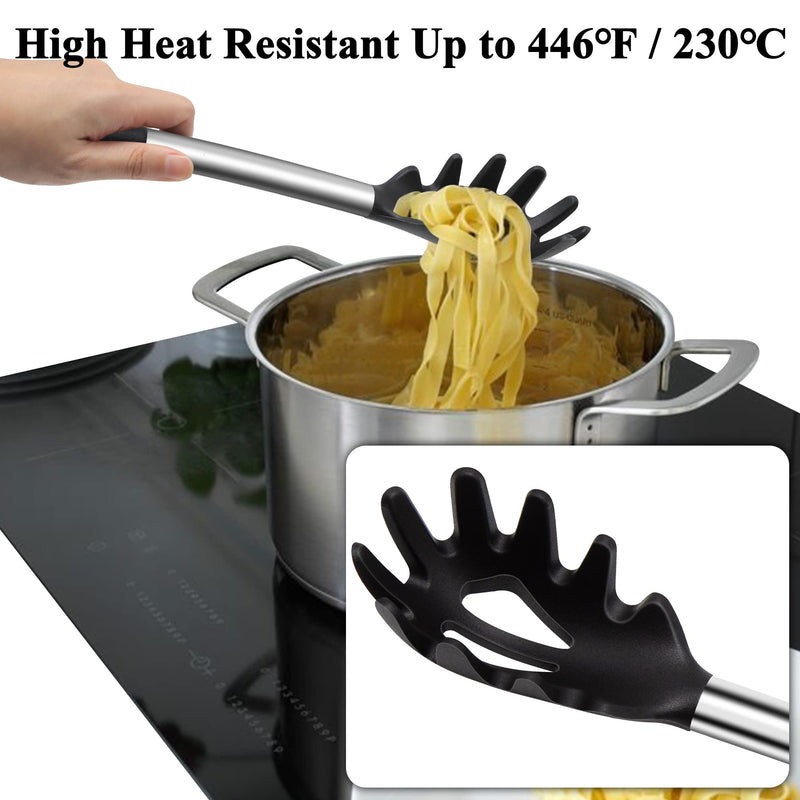 Silicone Cooking Spoons, Large Heat Resistant Silicone Pasta Slotted Spoon Solid Spoon for Nonstick Cookware, BPA Free Black Silicone Kitchen Spoons Dishwasher Safe for Cooking Mixing Serving, 3 Pack 13 inch silicone cooking Spoons - BeesActive Australia