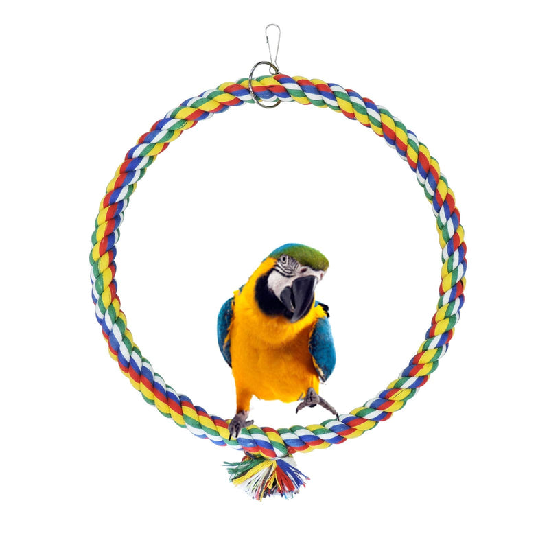WishLotus Bird Swing, Cage Hanging Toys Cotton Rope Swing Bite Resistance Perches Toy Parrot Toy Boredom Breaker for Budgie, Cockatiels, Conures, Finches, Small Parakeets 18cm - BeesActive Australia