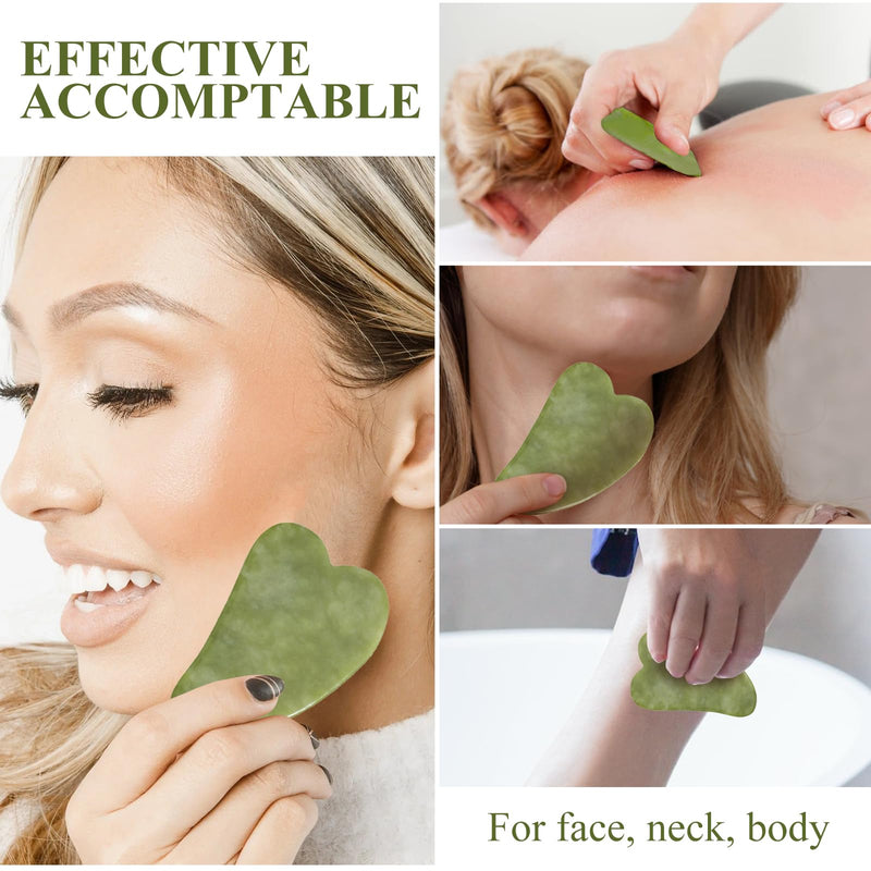 VEGCOO Jade Roller Gua Sha Set, Face Roller & Gua Sha Stone Massage Tool for Eye Puffiness Treatment, Facial, Neck and Body Muscle Relaxing - BeesActive Australia