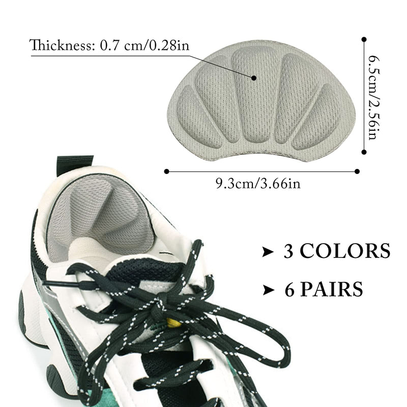 TSHAOUN 6 Pairs Heel Cushion Pads Inserts Heel Protectors Heel Grips with Self-Adhesive Strong Sticky Backing for Shoes Too Big, Insoles for Shoes for Women Men, Prevent Grind Feet (Black,Gray,Beige) Black,gray,beige - BeesActive Australia