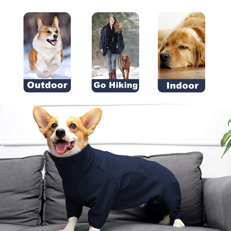 ROZKITCH Dog Winter Coat Soft Fleece Pullover Pajamas, Pet Windproof Warm Cold Weather Jacket Vest Cozy Onesie Jumpsuit Apparel Outfit Clothes for Small, Medium, Large Dogs Walking Hiking Travel Sleep S:Chest Girth-21.2in Dark Blue - BeesActive Australia