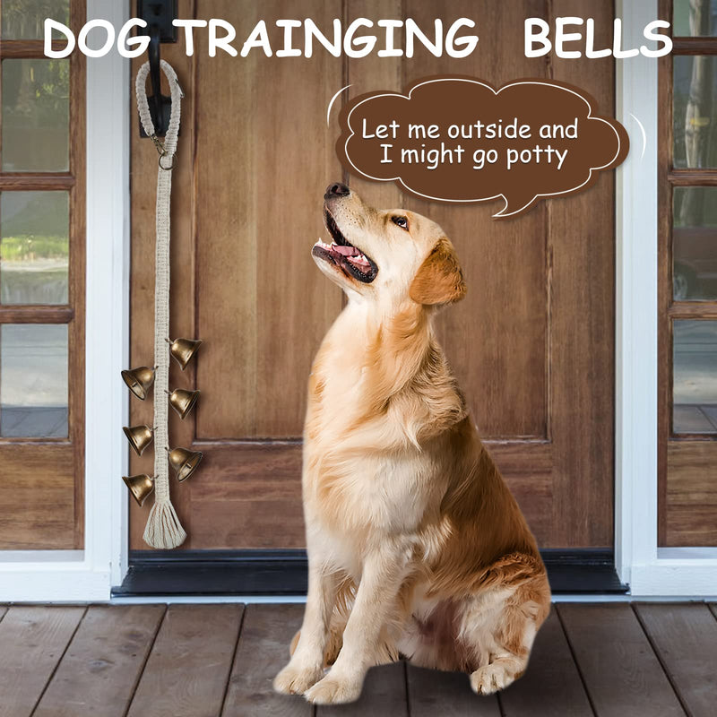 JIMEJV Hanging Dog Bell for Door Potty Training Chew Toy, Durable Dog Door Bells for Dogs, Puppies and Pets Potty Training to Ring to Go Outside Copper - BeesActive Australia