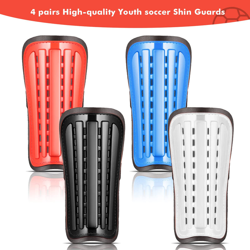 8 Pieces Youth Soccer Shin Guards Adjustable and Breathable Child Calf Protective Gear Soccer Equipment for 8-15 Years Old Boys Girls Children Teenagers (L) - BeesActive Australia