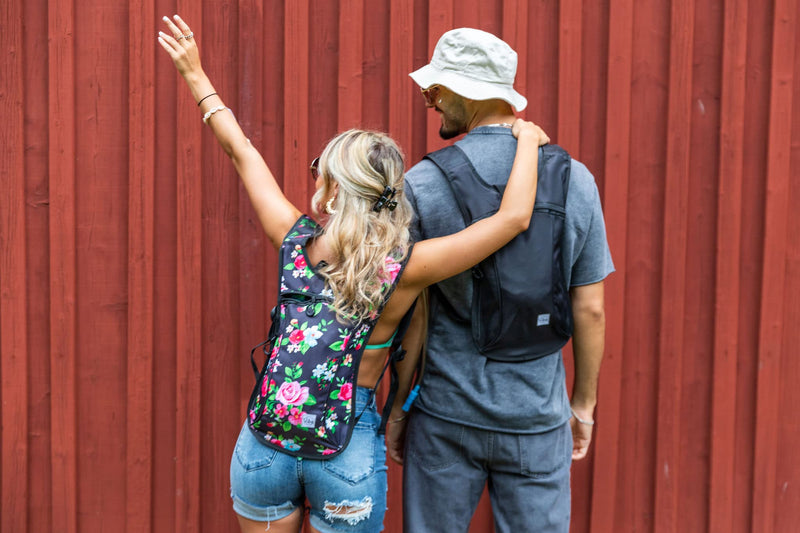 Vibe Hydration Backpack Pack from Recycled Polyester - 2L Bladder for Women Men Rave Black - BeesActive Australia