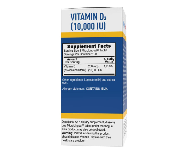 Superior Source Vitamin D3 10000 IU, Under The Tongue Quick Dissolve Sublingual Tablets, 100 Count, Promotes Strong Bones and Teeth, Immune Support, Healthy Muscle Function, Non-GMO - BeesActive Australia