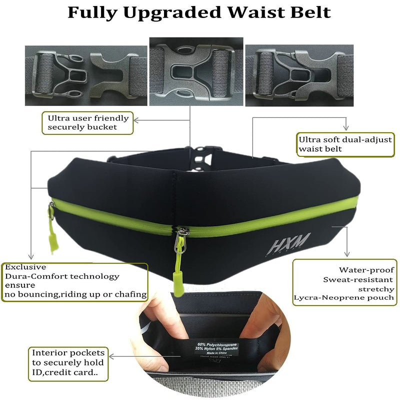 Upgraded Running Belt, Exclusive Neoprene Water Resistant Sport Waist Pack, Multi-purpose Phone Pouch Fanny Pack for Cycling, Jogging, Skiing, Fitness, Hiking - 2021 (Black / Pink, Large) Black / Purple - BeesActive Australia