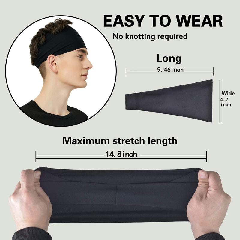 Pilamor Sports Headbands for Men (5 Pack),Moisture Wicking Workout Headband, Sweatband Headbands for Running,Cycling,Football,Yoga,Hairband for Women and Men Gray, Green, White, Blue, Black - BeesActive Australia