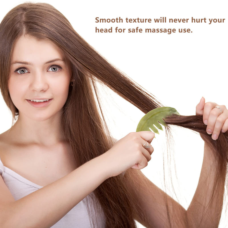 Mobestech Jade Hair Comb Scraping Comb Jade Massage Comb Head Massage Comb Jade Scraper Guasha Comb Stone Hair Comb for Head Massage - BeesActive Australia