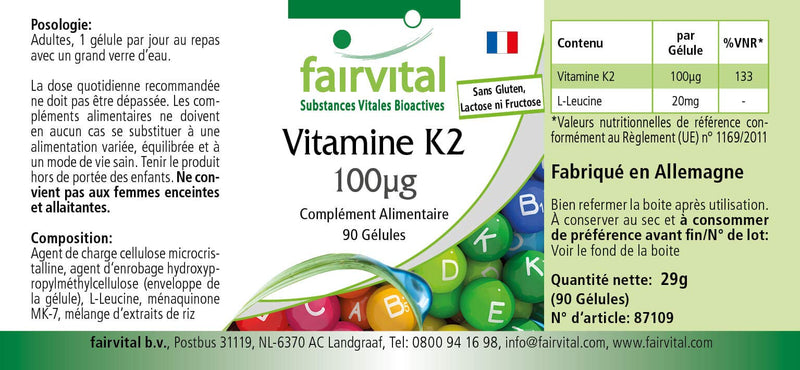 Vitamin K2 100mcg - Bulk Pack for 3 Months - Vegan - 90 Capsules - menaquinone from natto - BeesActive Australia