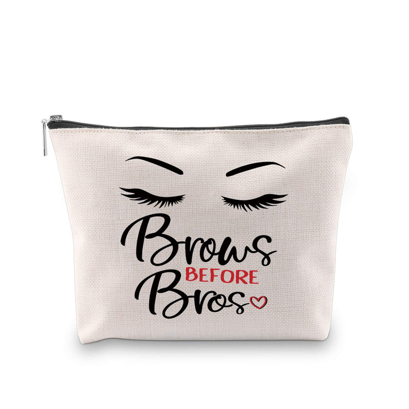 JXGZSO Brows Before Bros Make Up Bag Makeup Cosmetic Accessory Pouch (Brows Before Bros White) Brows Before Bros White - BeesActive Australia