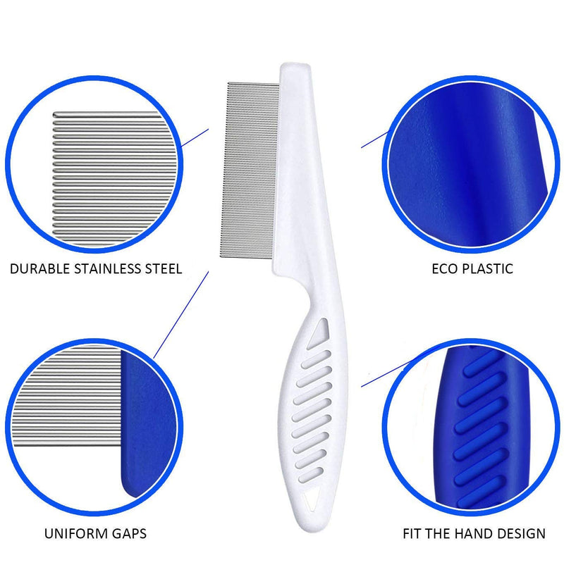 weback Flea Comb for Dogs, Lice Combs,Tick Comb, Cat flea Combs with Durable Teeth for Removing Tear Stains, Fleas, Dandruff, Lice 4pcs-blue - BeesActive Australia