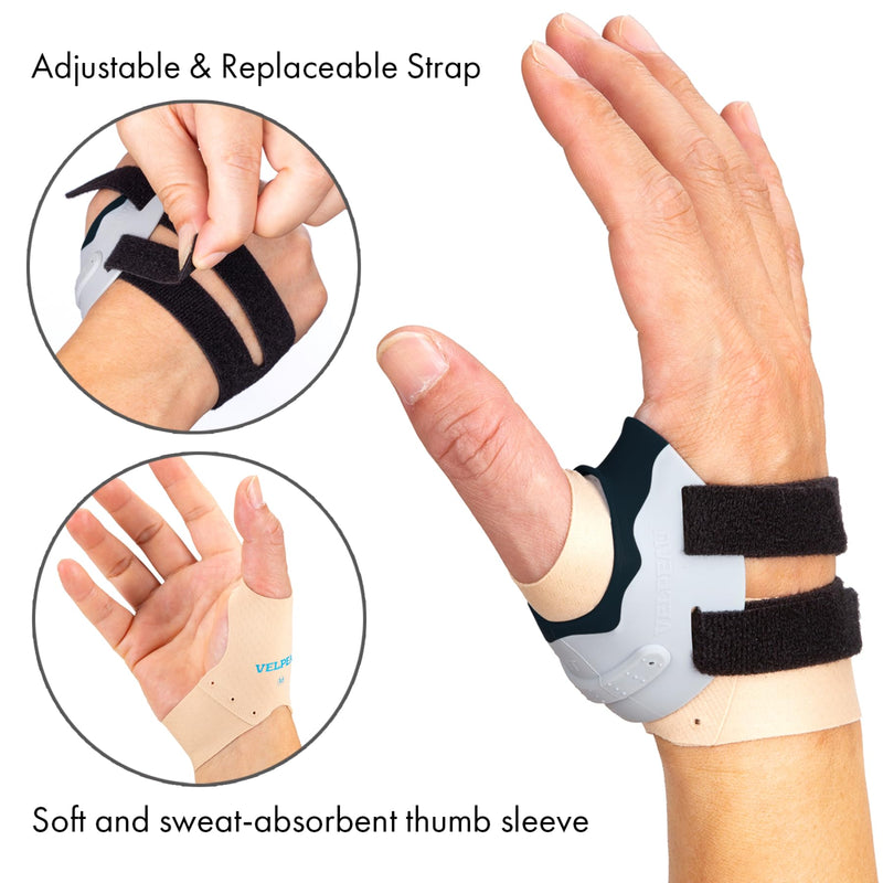 Velpeau CMC Joint Stability Brace: Thumb Support Elevated. Versatile Spica Splint Eases Osteoarthritis, Instability, Tendonitis, Effectively Relieves Arthritis Pain.(Black, Right Hand-Medium) Black-Right Hand Medium - BeesActive Australia