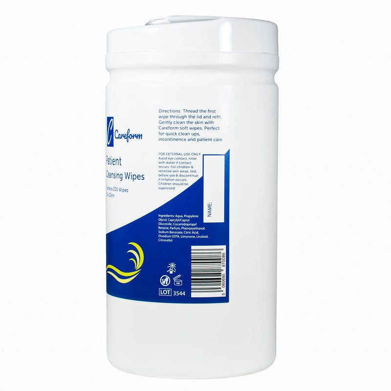 Careform Large Patient Cleansing Adult Wet Wipes - Full Body Wipes No Rinsing Required - 200 Wipes - BeesActive Australia