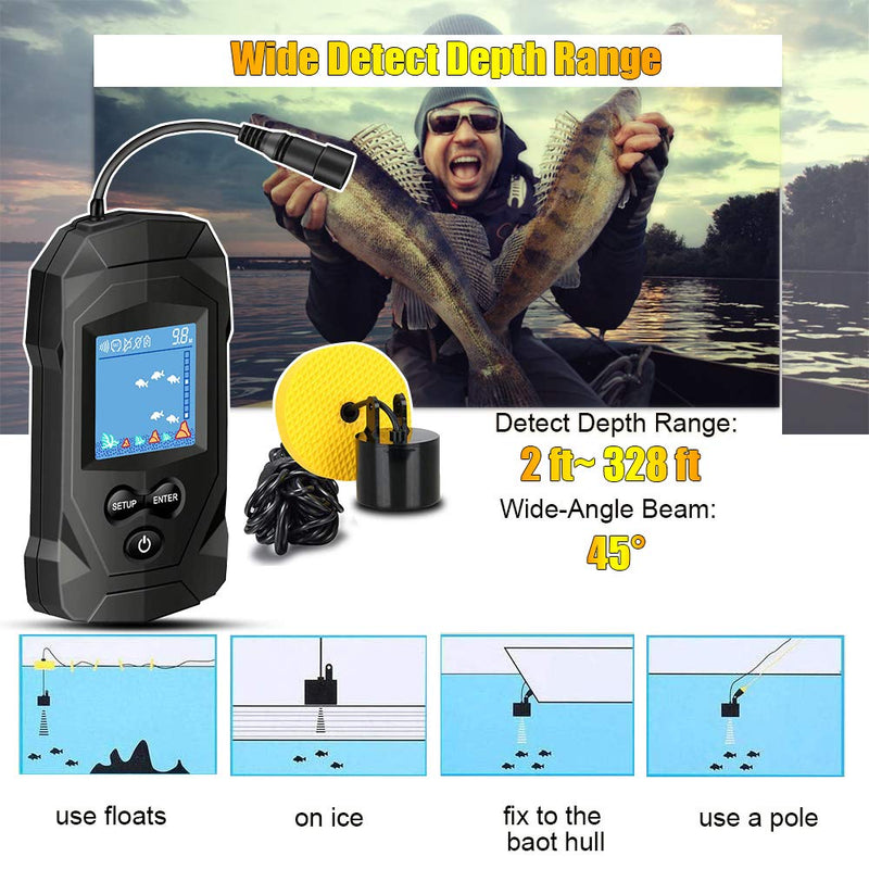 LUCKYLAKER Water Boat Fish Finders Depth Portable Handheld Fish Finder Transducer Wired Ice Fishing Finders Sonar - BeesActive Australia
