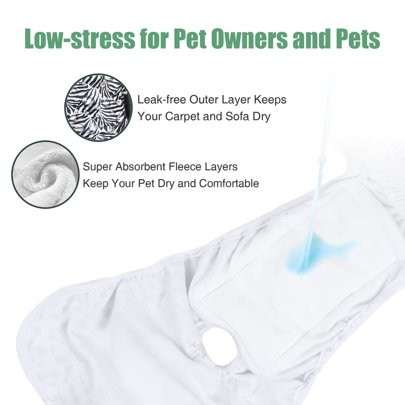 wegreeco Washable Dog Diapers (3 Pack), Highly Absorbent Dog Diapers for Female Dogs, Female Dog Diapers for Dogs in Heat, Period, Incontinence, or Excitable Urination Zebra, Giraffe, Spotty Large (15"-17" Waist) - BeesActive Australia