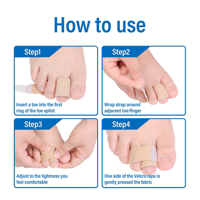 DYKOOK Broken Toe Wraps Toe Traps 8 Pcs/Pack Fabric Toe Splint Toe Cushioned Bandages Finger Protectors Straightener Separators - BeesActive Australia