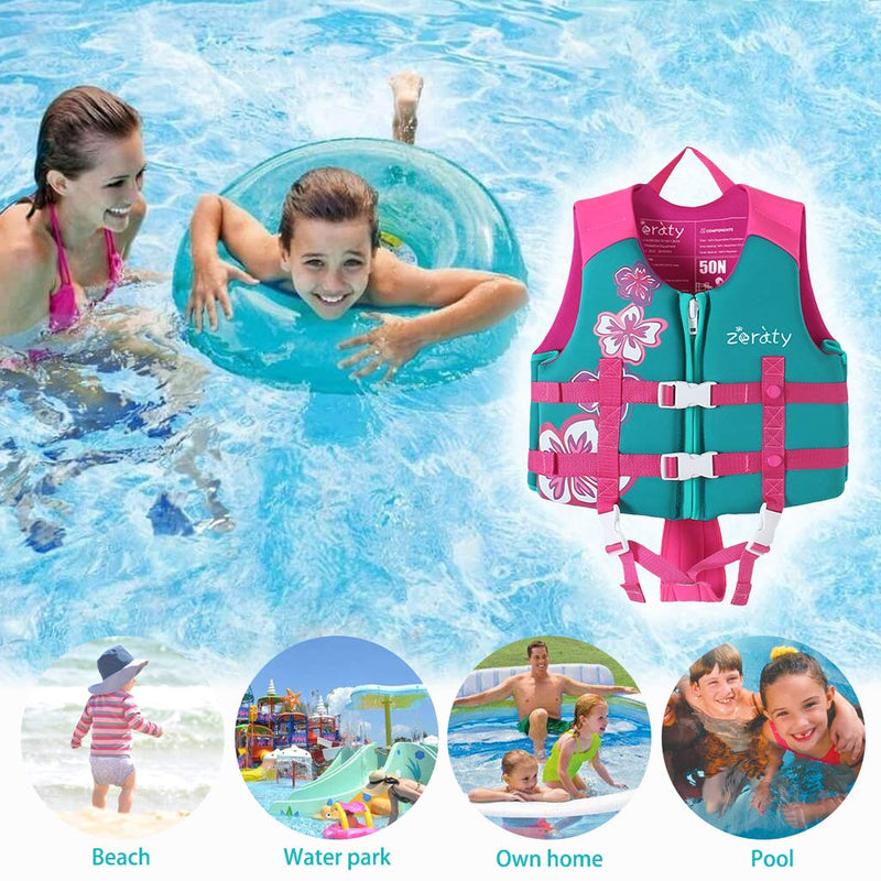 Zeraty Kids Swim Vest Life Jacket Flotation Swimming Aid for Toddlers with Adjustable Safety Strap Age 1-9 Years/22-50Lbs Pink M(Age Recommend 4-6 Years) - BeesActive Australia