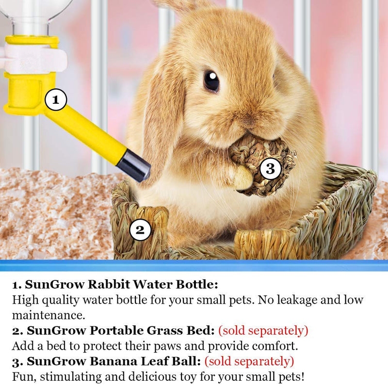 SunGrow Water Bottle, No Drip Dispenser Bottle, Secure Nozzle and Stainless Steel Drinking Head, Easy to Install in Cage or Crate, Refills Quickly, Keep Pets Hydrated Yellow - BeesActive Australia