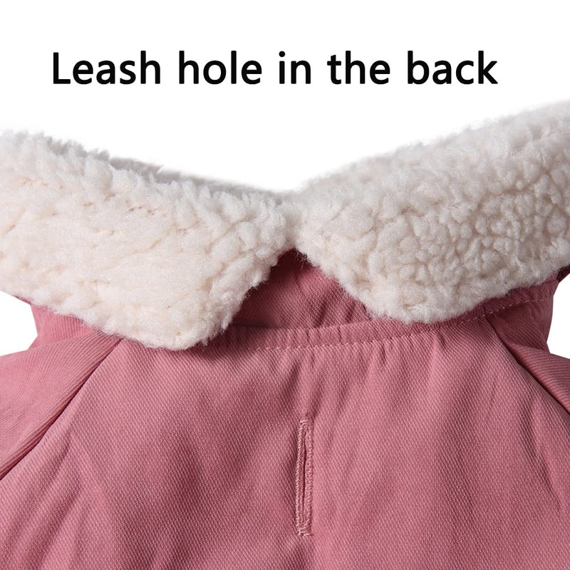 vecomfy V-Collar Dog Coats for Small Dogs Fleece Lining Warm Puppy Jacket for Cold Winter Pink - BeesActive Australia