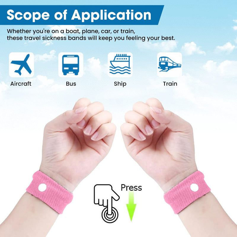 Anti-Sickness Travel Bands - Acupressure Wristbands for Motion Sickness and Nausea Relief (X1 Pair (Pink)) X1 PAIR (Pink) - BeesActive Australia