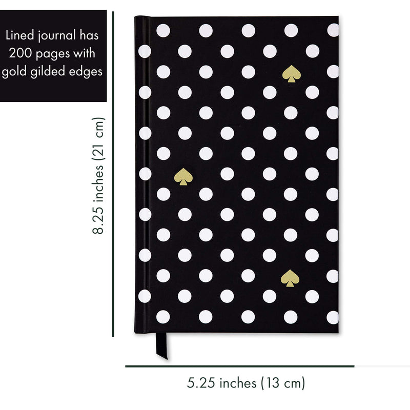 Kate Spade New York Black/White Ruled Writing Journal, Bound Notebook with 200 Lined Pages, Polka Dots - BeesActive Australia