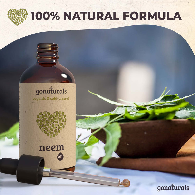GONATURALS Cold Pressed Neem Oil for Skin - Organic Neem Oil - Neem Oil for Hair: Nail Oil, Eyebrow Oil & Scalp Oil for Hair Growth - Pure Neem Oil Organic - Alternative to Neem Cream (100 ml) 100 ml (Pack of 1) - BeesActive Australia