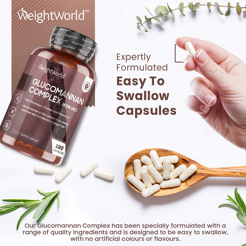 Glucomannan Complex 3000mg - Vegetarian Diet Supplement Complex Capsules - with Natural Fibre Powder & Vitamin D, Chromium & Choline - Made in EU - BeesActive Australia
